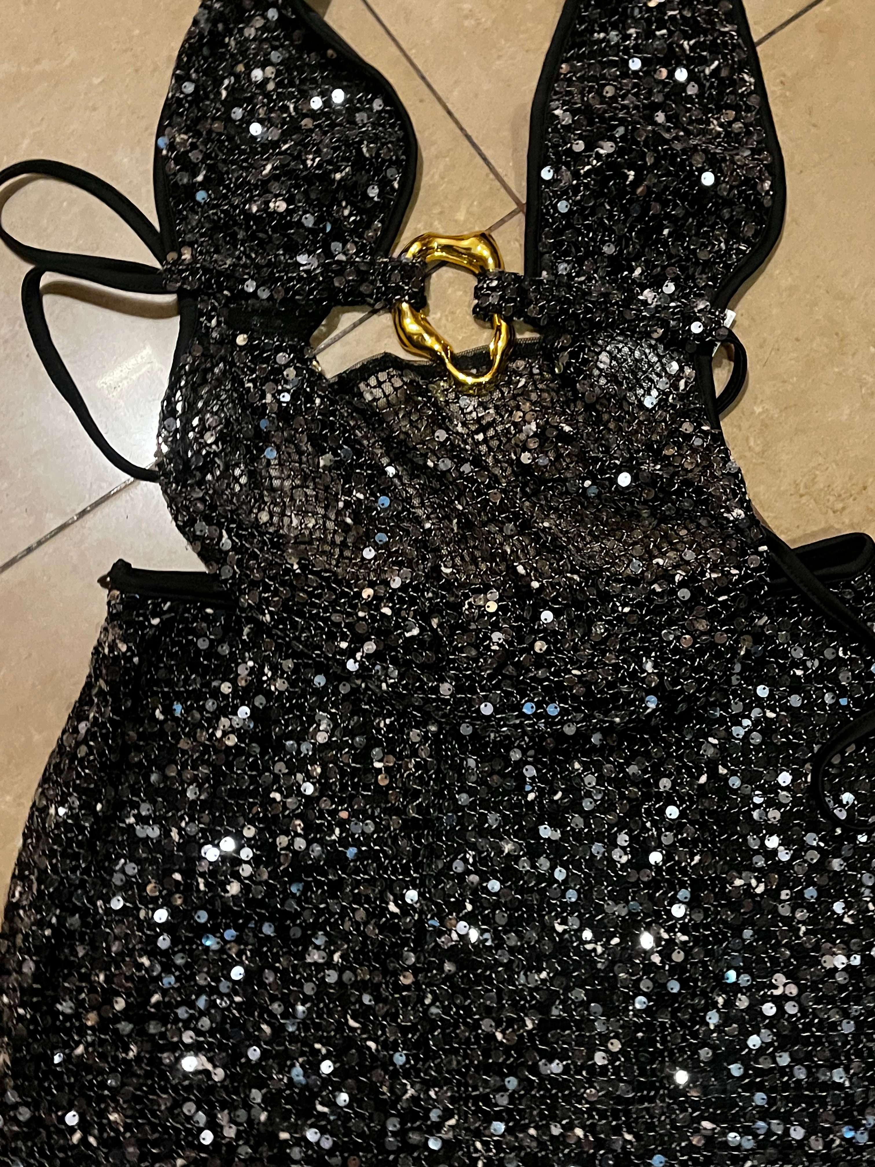 Conjunto festival brilhoso preto